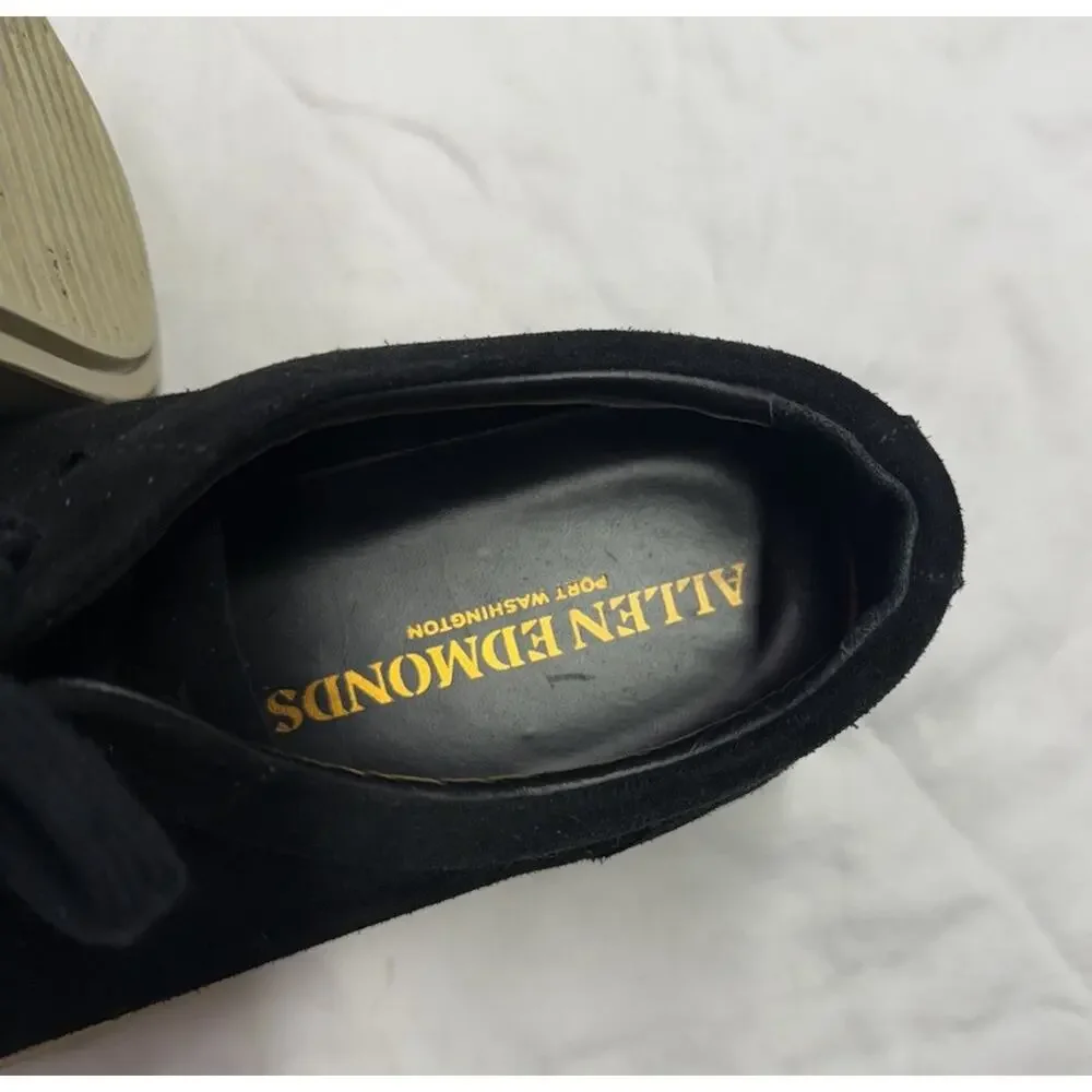 Allen Edmonds "Cooper" sneakers suede leather Men’s Size 8.5 D Black Handcrafted - Picture 8 of 15